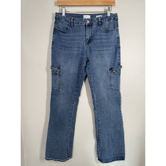 True Craft Cargo Bootcut Stretch Denim Jeans Womens Size 12 Mid Rise Gorpcore - Picture 1 of 11